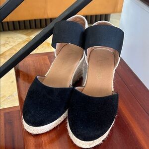 Chic Black Espadrille Wedge Sandals